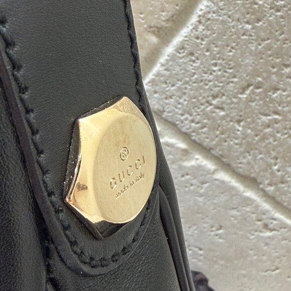 GUCCI - NWT Black Leather Small Tote/Shoulder Bag - Authentic, Style #154395 - Picture 6 of 15